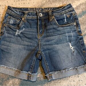 Justice Distressed Girls size 14 R Blue Jean Shorts